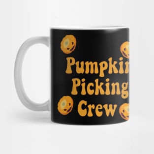 pumpkin picking crew on orange Mug